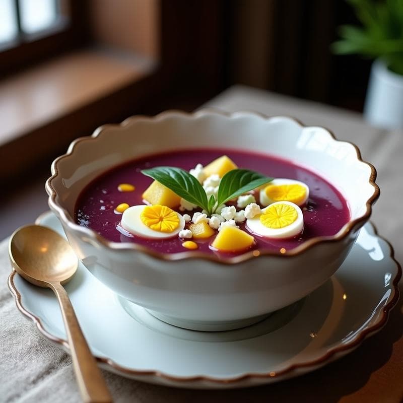Sopa de Maíz Morado y Papa Amarilla con Hierbabuena: Receta Peruana en Olla Exprés