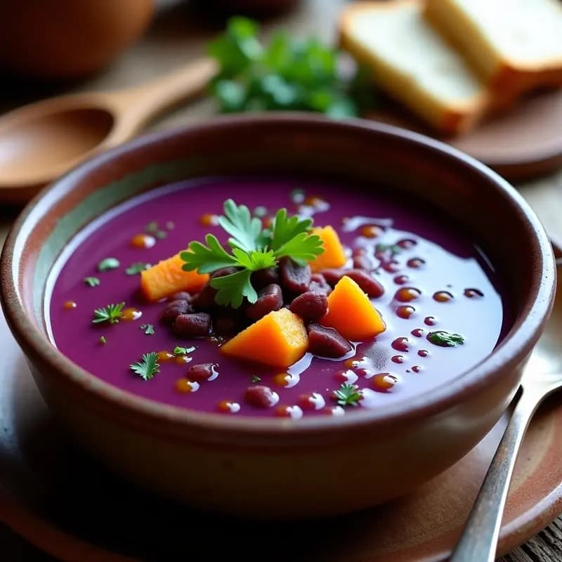 Sopa de Maíz Morado y Patata Dulce: Receta Andina en Olla Express en 20 Minutos