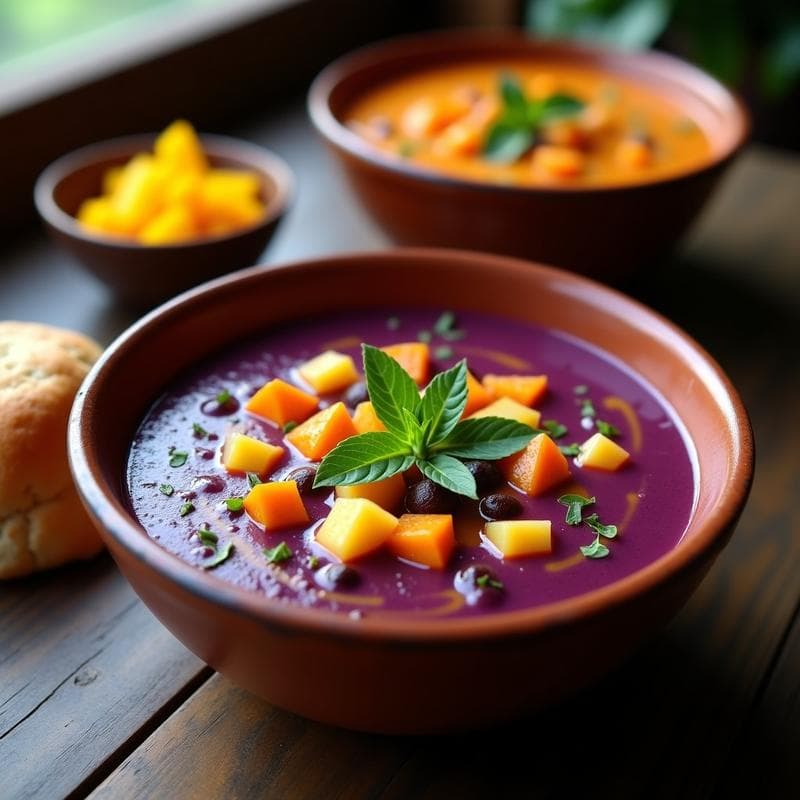 Sopa de Maíz Morado y Zapallo: Receta Peruana Vegana en Olla Lenta con Toque Andino