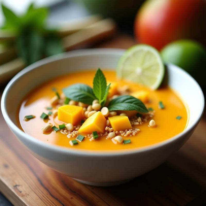 Sopa de Mango y Chile Habán: Receta Tailandesa Picante y Refrescante en 15 Minutos