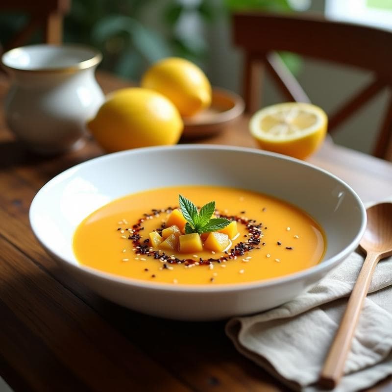 Sopa Fría de Melocotón y Jengibre con Vinagreta de Sésamo: Receta China Veraniega en Thermomix