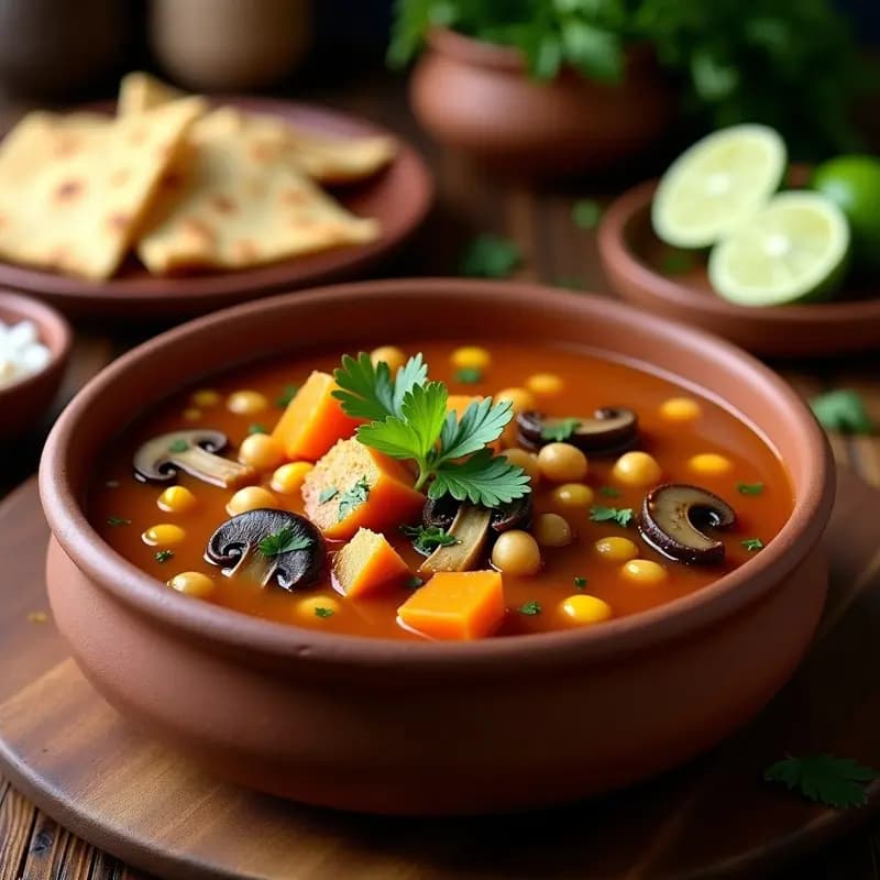 Sopa Menudo Vegana con Hongos y Calabaza: Receta Mexicana Reconfortante