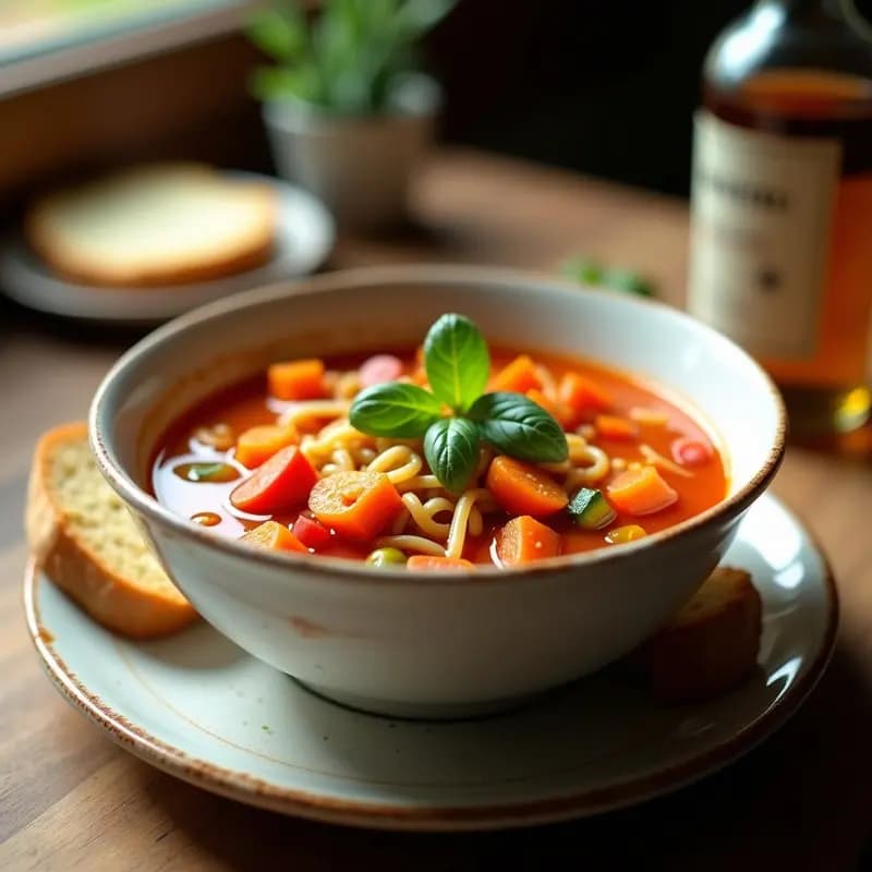 Sopa Minestrone con Albahaca Fresca: Receta Italiana Tradicional en Olla Rápida