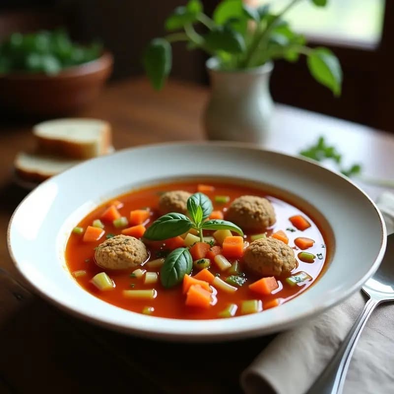 Sopa Minestrone con Albóndigas de Garbanzo: Receta Italiana Vegana en Olla Exprés
