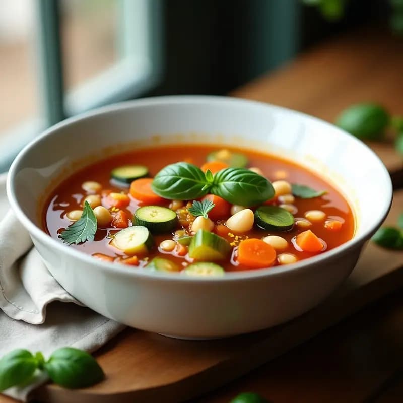 Sopa Minestrone con Calabacín y Alubias: Receta Italiana Depurativa en Olla Rápida