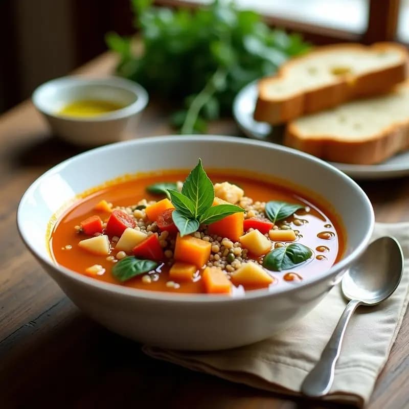 Sopa Minestrone con Calabaza y Quinoa: Receta Italiana Sin Gluten y Alta en Fibra