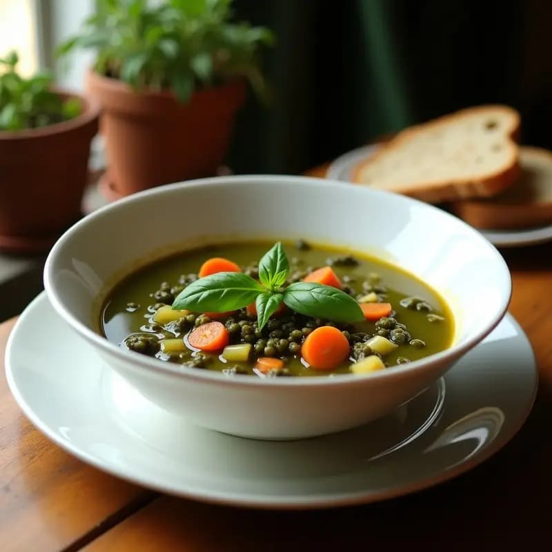 Sopa Minestrone con Espirulina y Fideos de Lentejas: Receta Italiana Detox Vegana