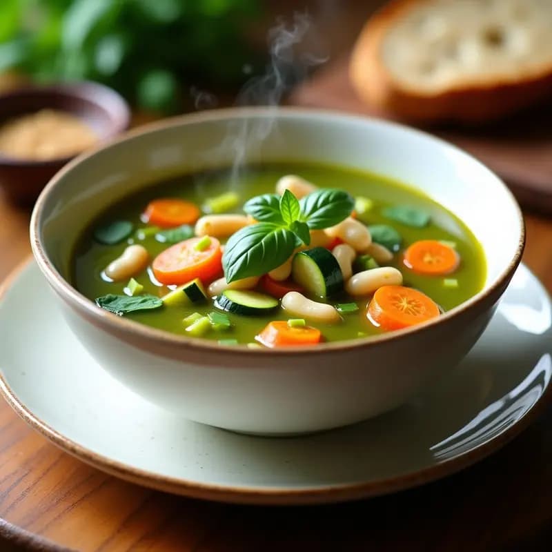 Sopa Minestrone de Espirulina y Vegetales: Receta Italiana Alta en Proteína y Vegana