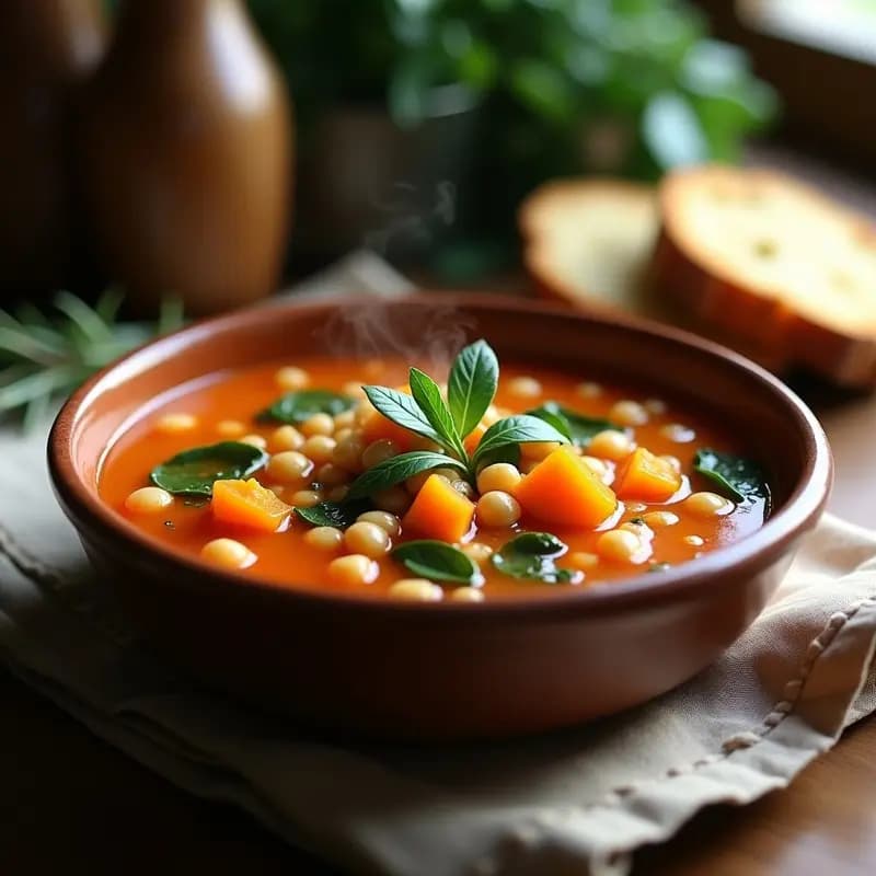 Sopa Minestrone con Garbanzos y Verduras de Estación: Receta Italiana en Olla Lenta