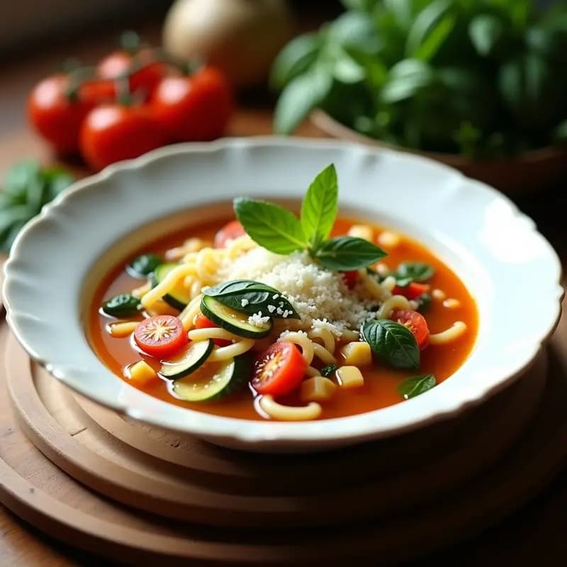 Sopa Minestrone con Fideos de Konjac: Receta Italiana Keto y Sin Carbohidratos