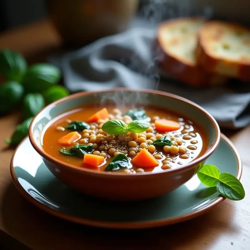 Sopa Minestrone con Lentejas y Espinacas: Receta Italiana Vegana en Olla Rápida