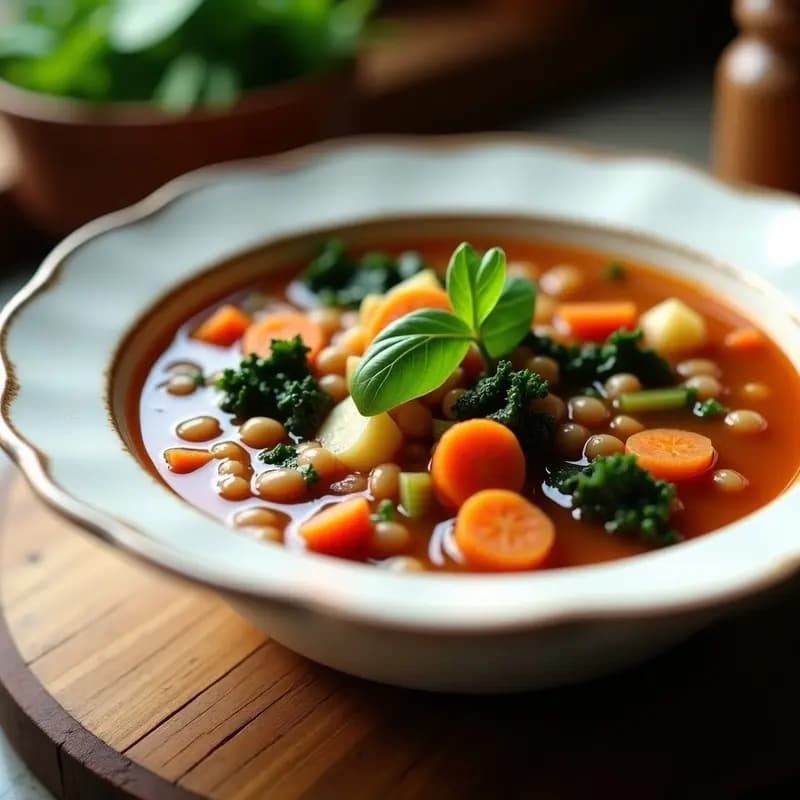 Sopa Minestrone con Lentejas y Kale: Receta Italiana en Olla Express y Sin Lácteos
