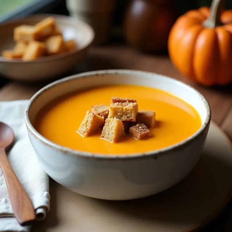 Sopa de Miscanto y Calabaza con Crutones de Semillas de Girasol: Receta Vegana de Temporada