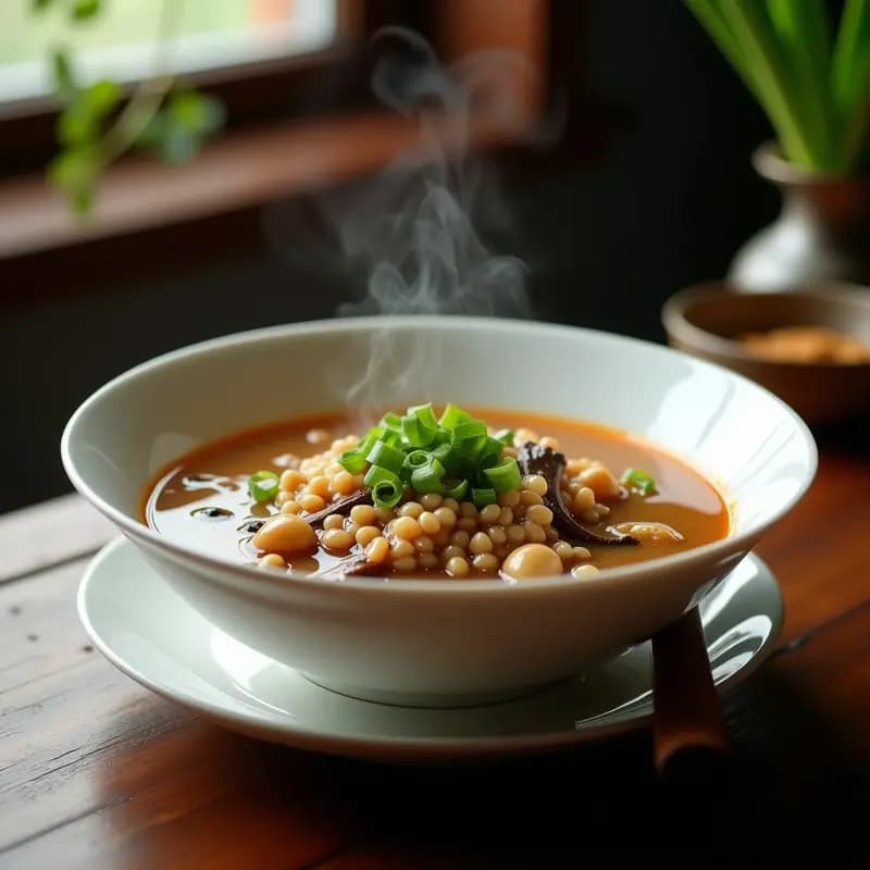 Sopa de Miscanto y Hongos Portobello: Receta China Vegetariana en Olla Express con Umami