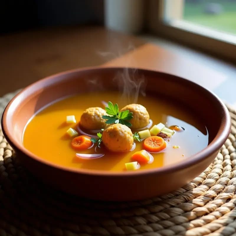 Sopa de Miscua con Albóndigas de Garbanzo: Receta Sefardí Tradicional y Vegana