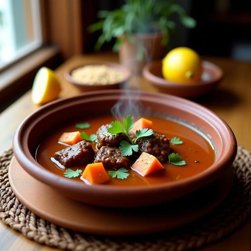 Sopa Mishkaki de Cordero y Batata Morada: Receta Tanzana en Olla Exprés con Especias Africanas