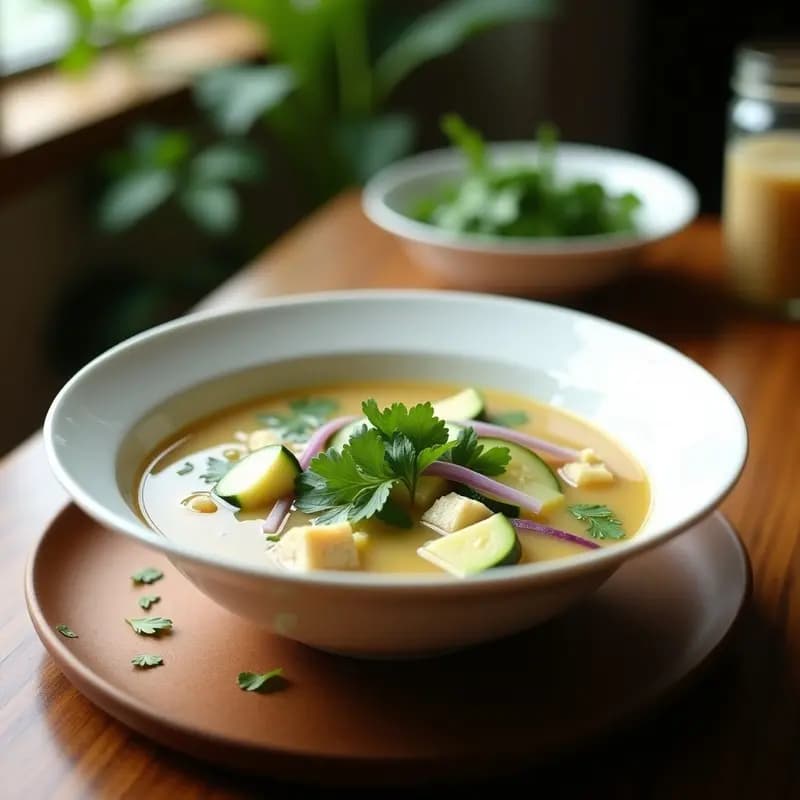 Sopa de Miso con Calabacín y Tofu Sedoso: Receta Tailandesa Detox en 20 Minutos