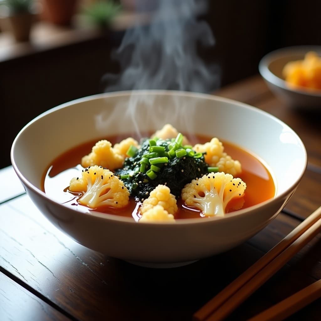 Sopa de Miso con Coliflor al Airfryer: Receta Japonesa Rápida y Baja en Carbohidratos