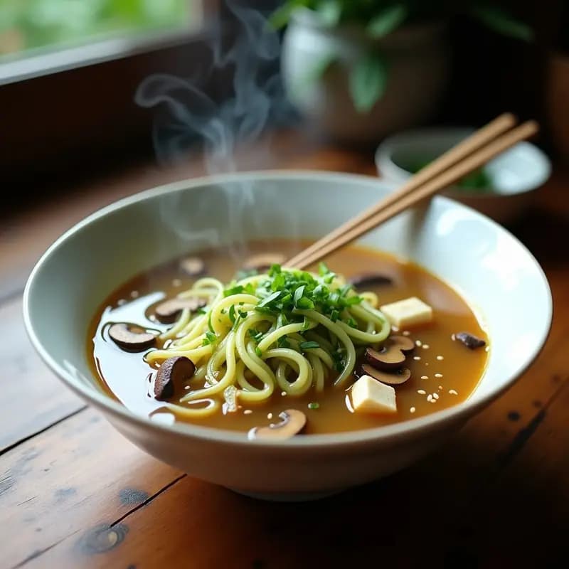 Sopa de Misos con Fideos de Calabacín y Setas Shiitake: Receta Japonesa Low-Carb