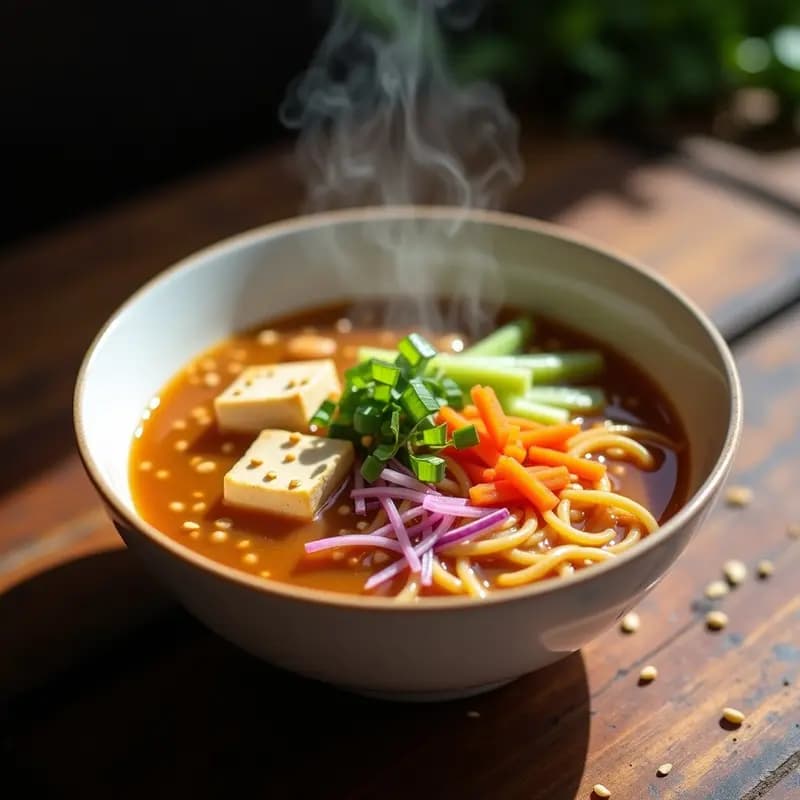 Sopa de Miso con Fideos de Lenteja Roja: Receta Japonesa Vegana y Alta en Proteína