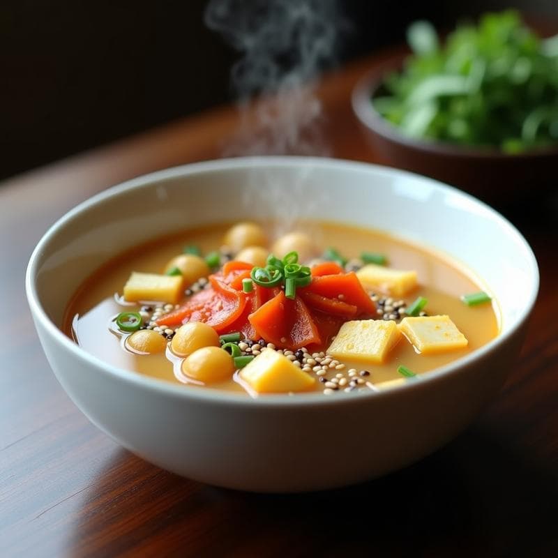 Sopa de Miso con Garbanzos y Kimchi: Receta Vegana Alta en Proteína y Probióticos