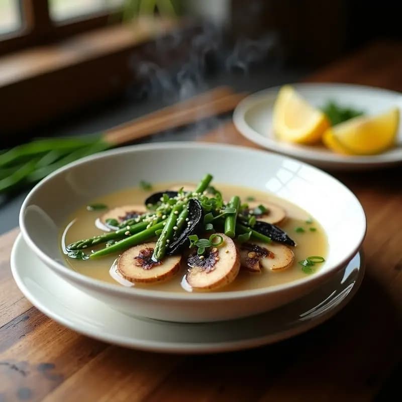 Sopa Miso de Hongos Portobello y Espárragos: Receta Japonesa Detox y Sin Lactosa