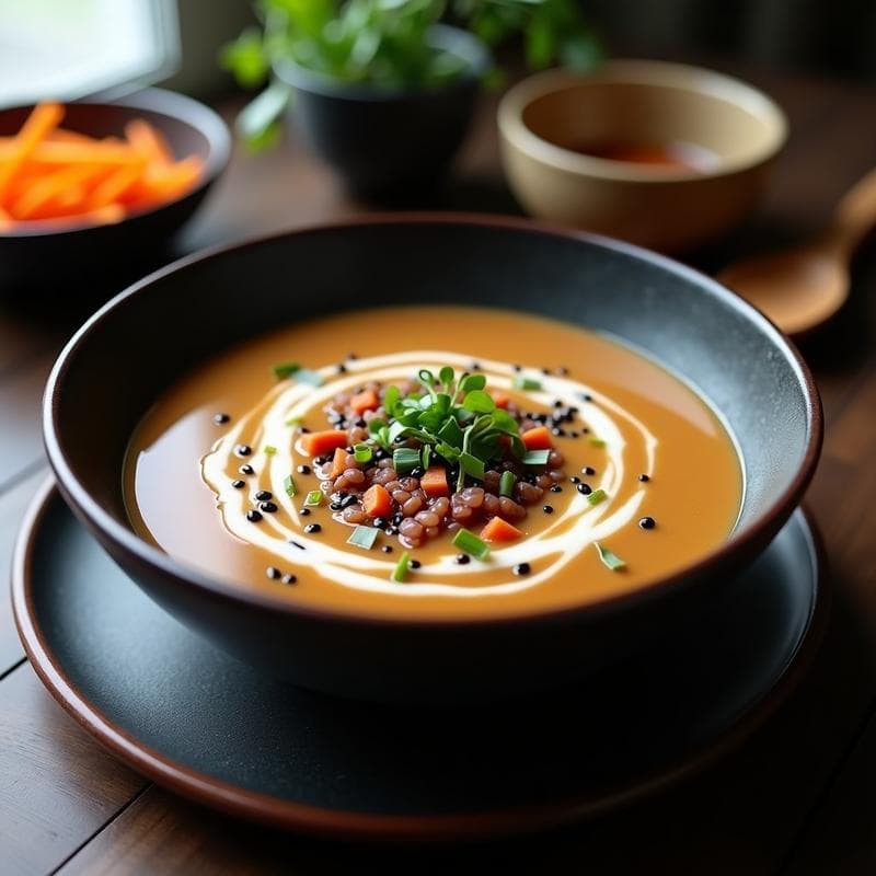 Sopa de Misos de Lentejas Rojas y Jengibre: Receta Japonesa en Thermomix y Alta en Proteína