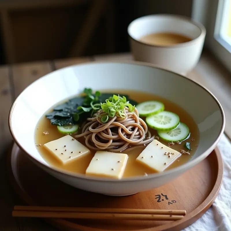 Sopa de Miso con Fideos Soba: Receta Fría de Verano en 15 Minutos