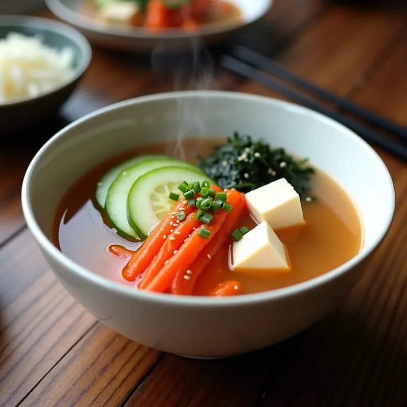 Sopa de Miso con Pepino y Kimchi: Receta Coreana Rápida y Probiótica