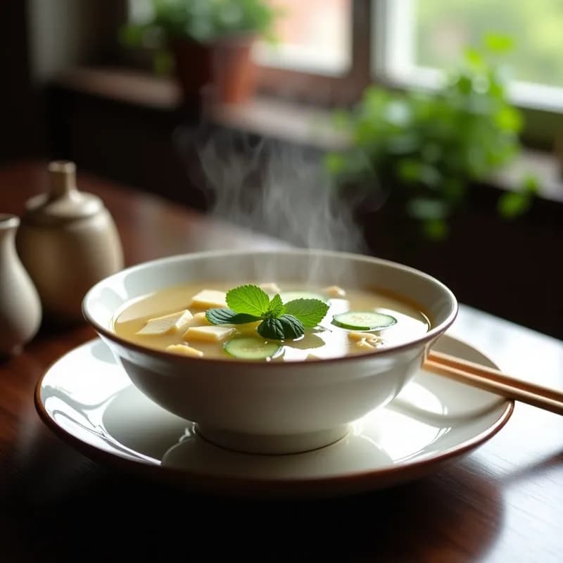 Sopa de Miso con Pepino y Menta: Receta Japonesa en 10 Minutos y Digestiva