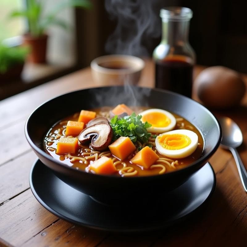 Sopa Miso Ramen con Calabaza Asada: Receta Reconfortante y Alta en Proteína