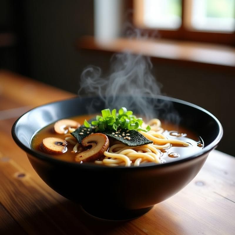 Sopa de Miso Ramen Vegano: Receta Express en Olla de Presión con Hongos Shitake