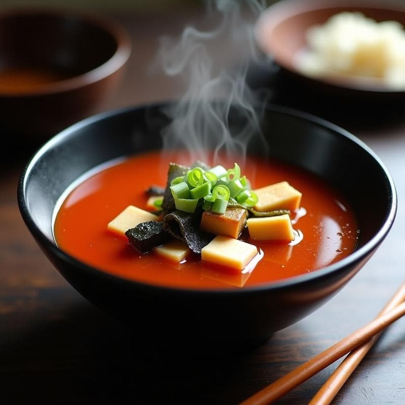 Sopa de Miso Rojo con Berenjena Asada: Receta Japonesa Reconfortante en 25 Minutos