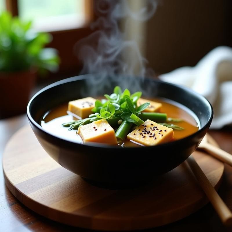 Sopa de Miso con Tofu y Espárragos: Receta Japonesa en Instant Pot en 15 Minutos
