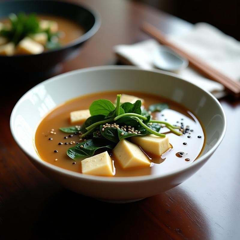 Sopa de Misos con Tofu Silken y Espinacas Baby: Receta Japonesa en 10 Minutos y Alta en Hierro