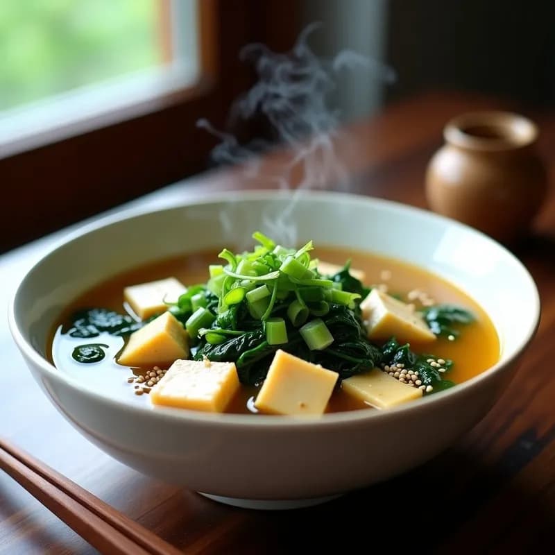 Sopa de Miso con Tofu y Espinacas: Receta en Airfryer Sin Caldo Previo