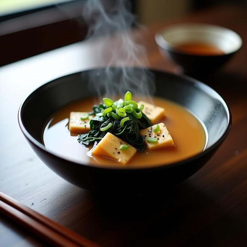 Sopa de Miso con Tofu y Espinacas: Receta en Ollas Superpuestas con Textura Sedosa en 2 Capas