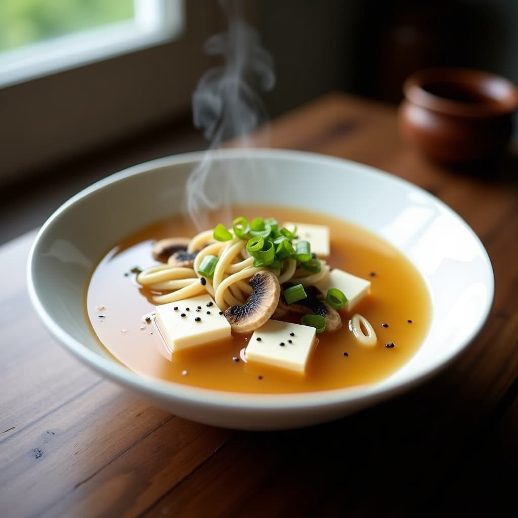 Sopa de Miso con Tofu Sedoso y Hongos Enoki: Receta Japonesa Vega en Thermomix