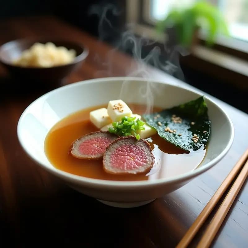 Sopa de Miso con Veal Asado: Receta Japonesa Tradicional y Reconfortante