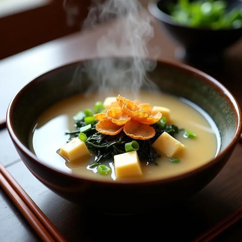 Sopa de Miso con Veal Crujiente: Receta Japonesa Gourmet en 20 Minutos