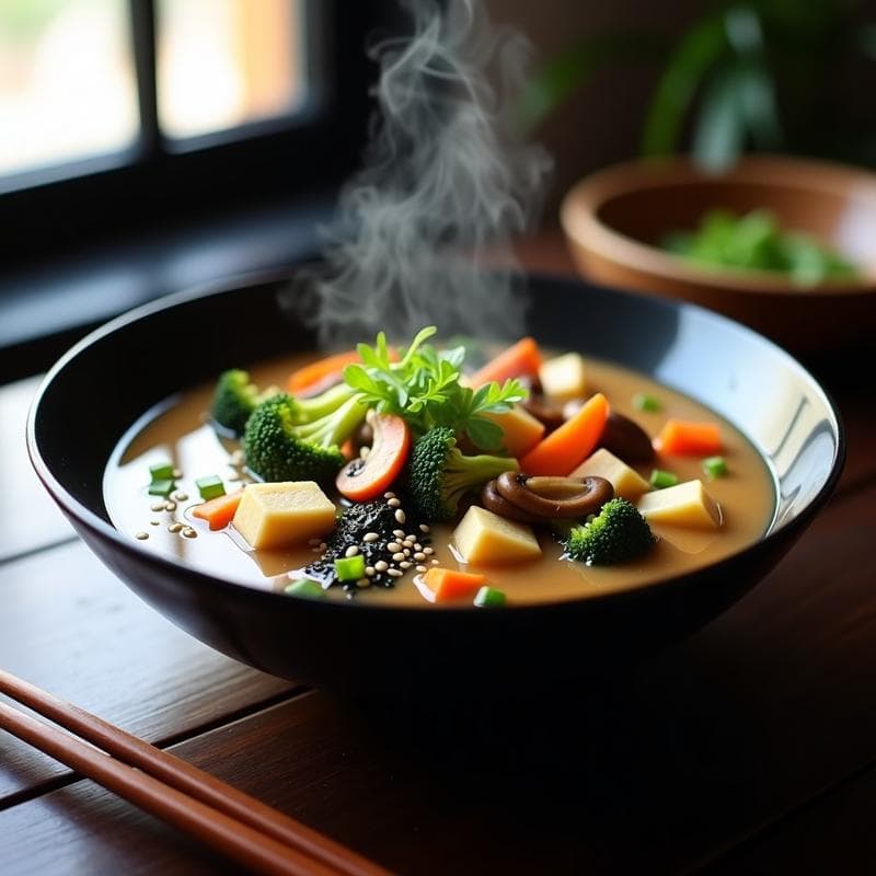 Sopa Miso con Vegetales Salteados al Wok: Receta Japonesa Rápida y Detox