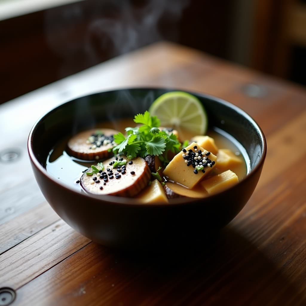 Sopa de Misos con Champiñones Portobello y Cilantro: Receta Vegana Reconfortante