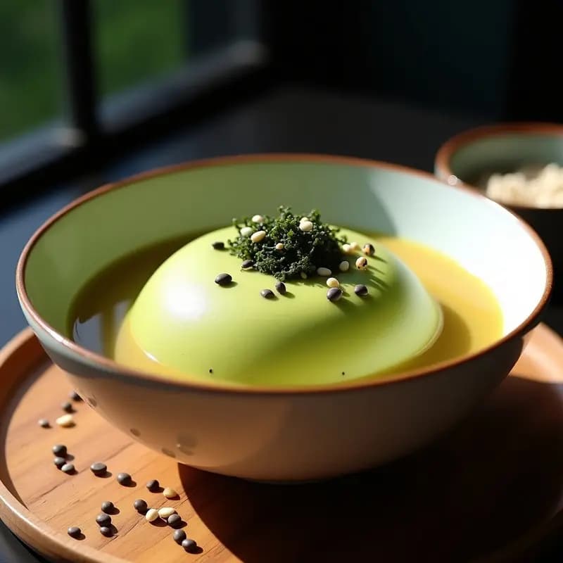 Sopa de Misoshi con Espuma de Aguacate y Semillas de Sésamo: Receta Japonesa Fría y Refrescante