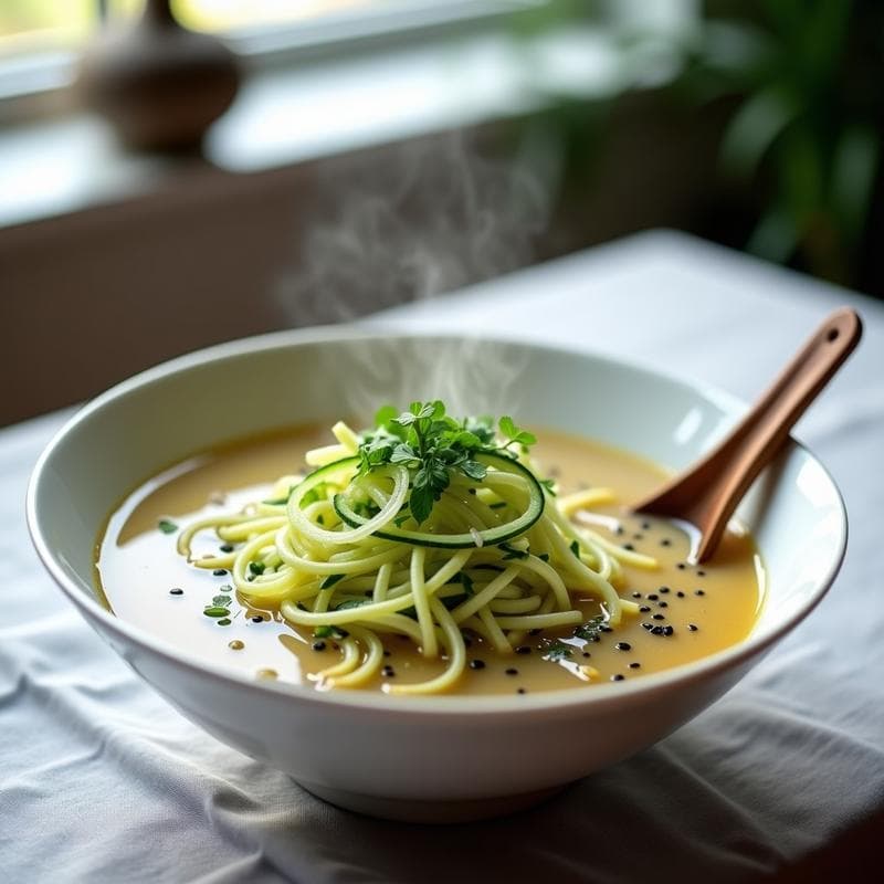 Sopa de Misoshiru con Calabacín Espiralizado: Receta Japonesa Ligera en 15 Minutos