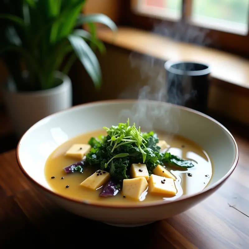 Sopa Misoshiru de Col Rizada y Tofu: Receta Japonesa Antioxidante