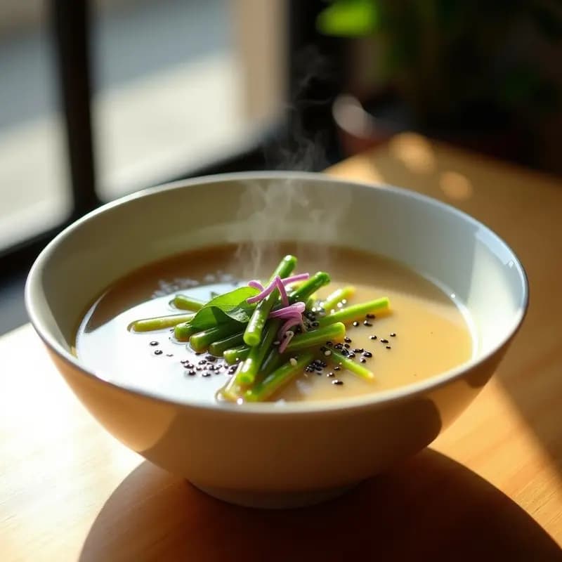 Sopa de Misoshiru con Espárragos Trigeros: Receta Japonesa Probiótica y Primaveral