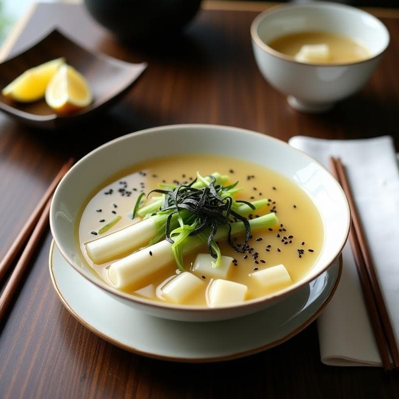Sopa de Misoshiru con Espárragos Blancos: Receta Japonesa Vegana y Reconfortante en 20 Minutos