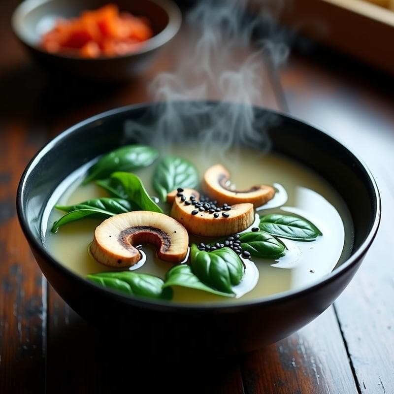 Sopa de Misoshiru con Espinacas y Hongos Shiitake: Receta Japonesa Vegana y Digestiva