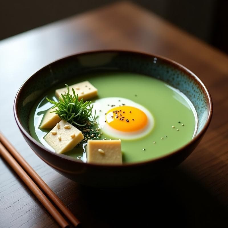 Sopa de Misoshiru con Espirulina y Huevo Poché: Receta Japonesa Alta en Proteína