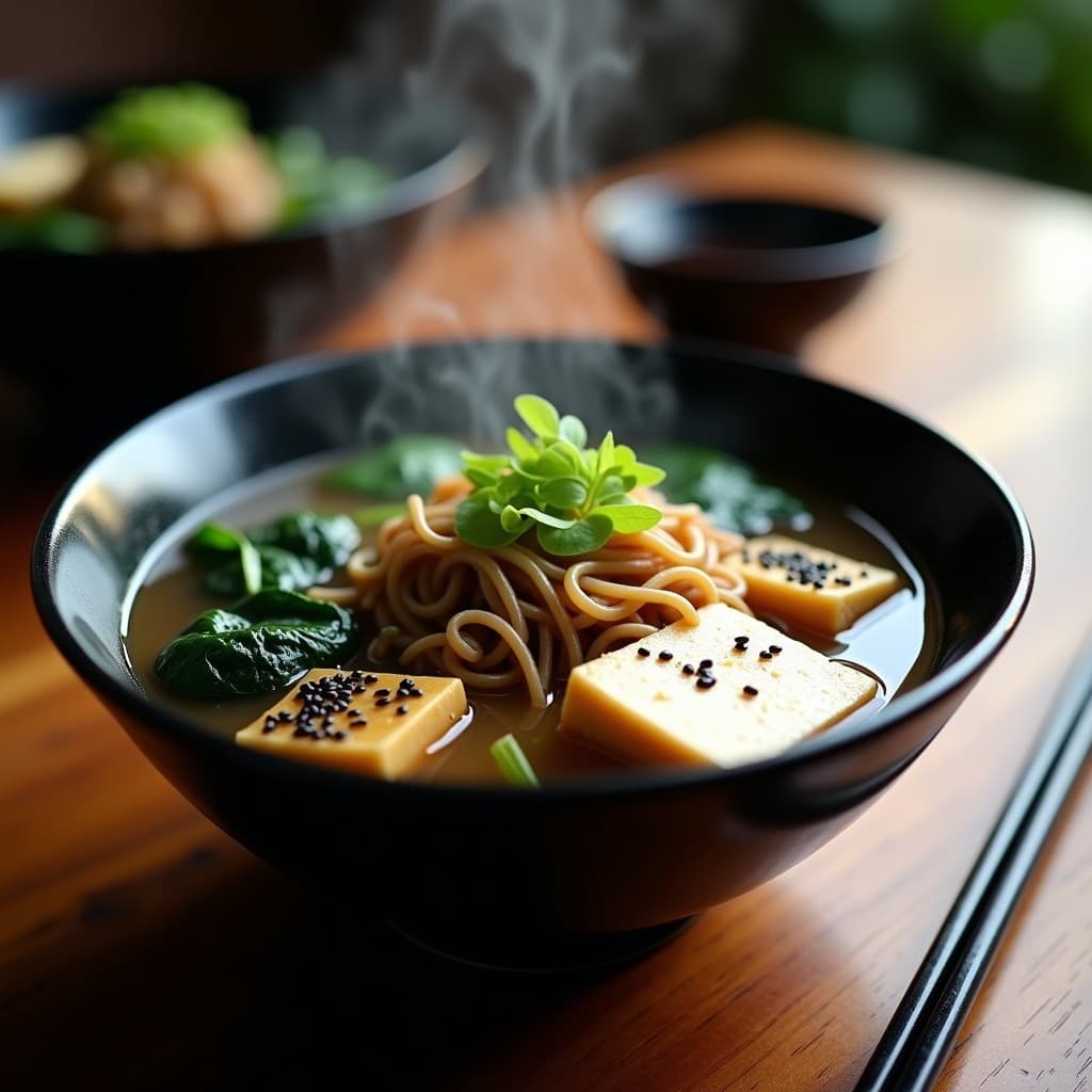 Sopa de Misoshiru con Fideos Soba y Espinacas Baby: Receta Japonesa en 15 Minutos